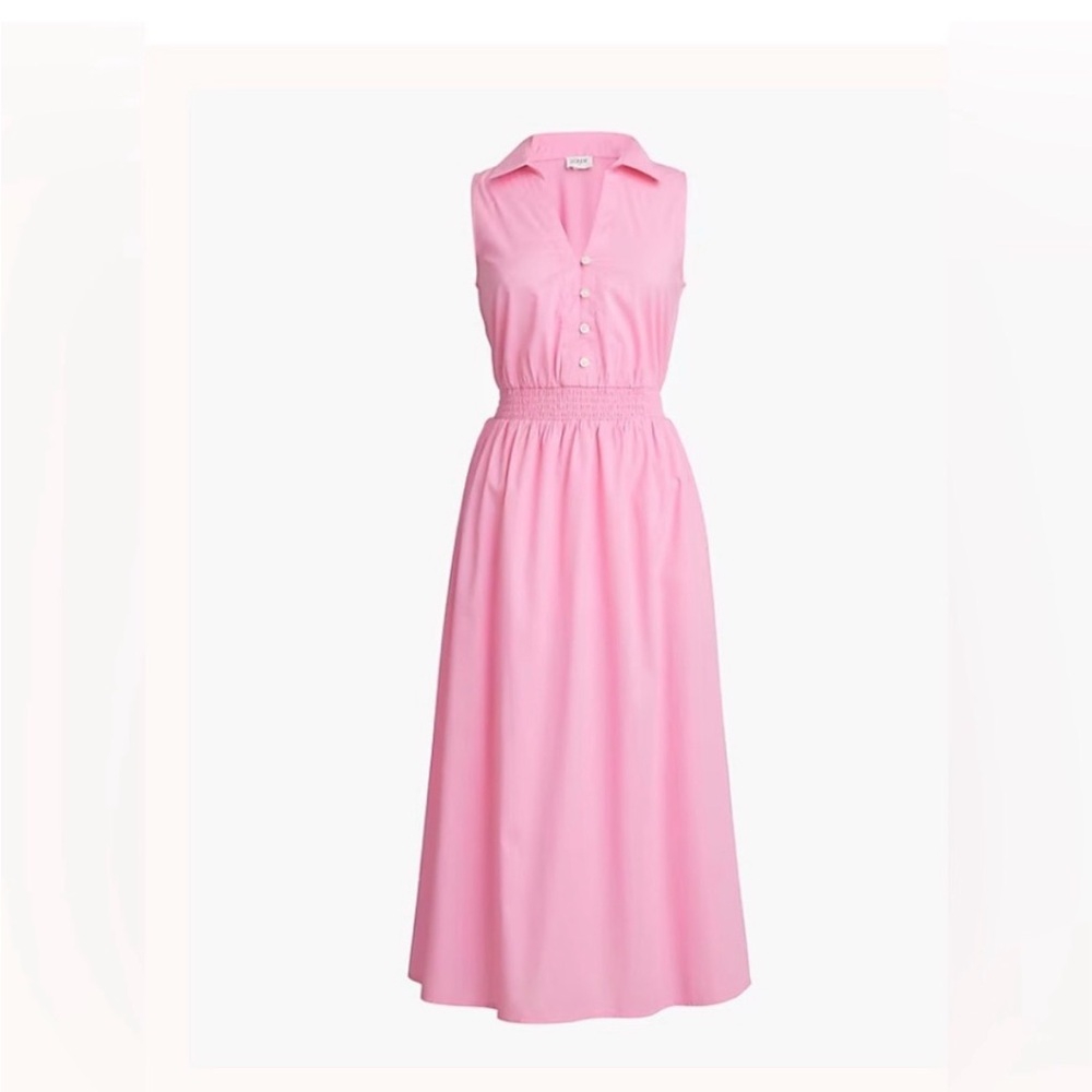 NWT JCrew Factory Cotton Poplin Sleeveless Pink Shirtdress. Size 12.